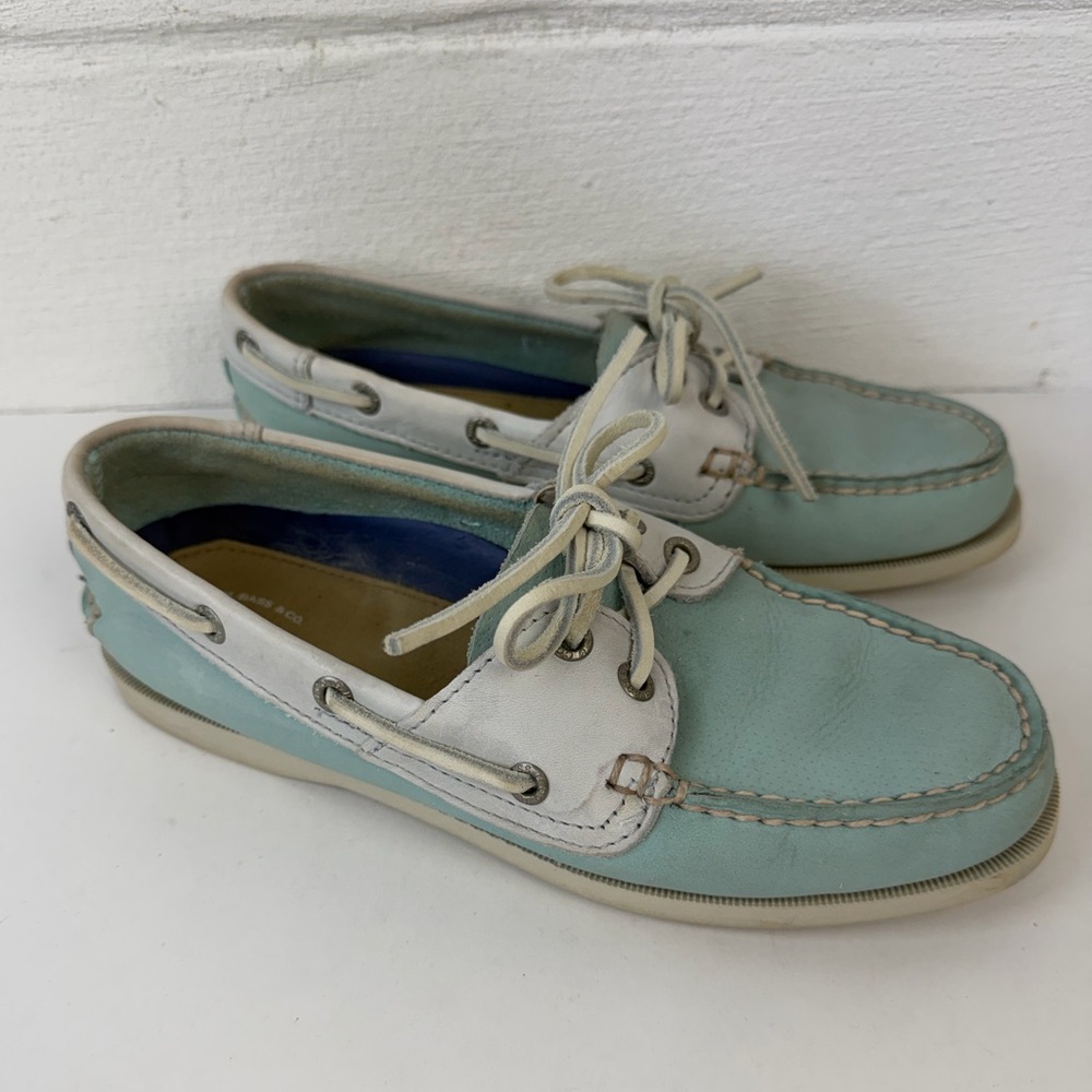 G.H. Bass & Co Blue Leather Boat Shoes, 7.5